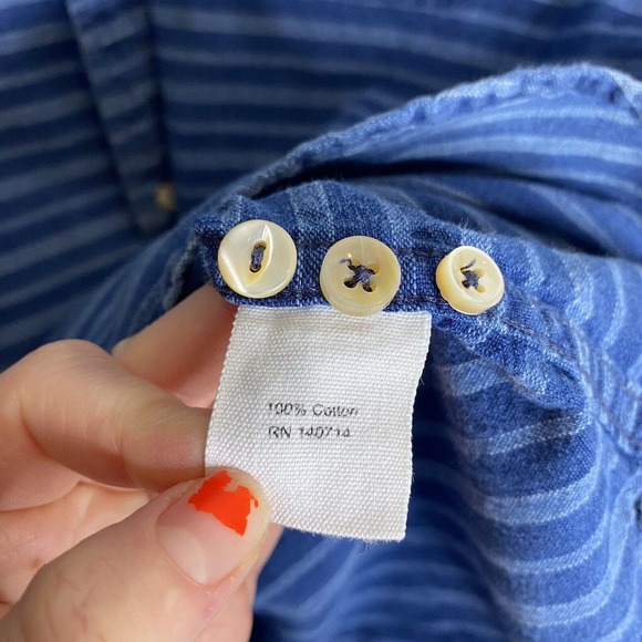 Alex Mill Blue Striped Casual Button Down Shirt - Picture 3 of 5